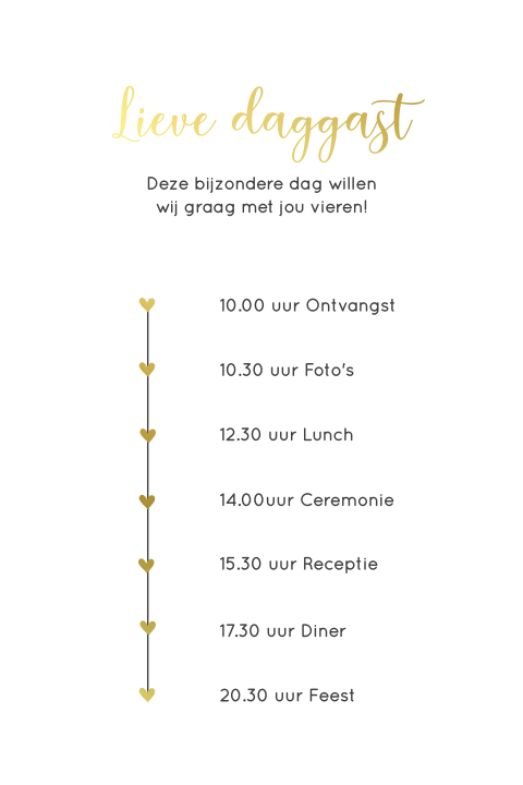 Inlegkaart dagprogramma kalkpapier met goudfolie