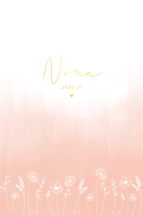 Geboortekaartje meisje bloemenveld