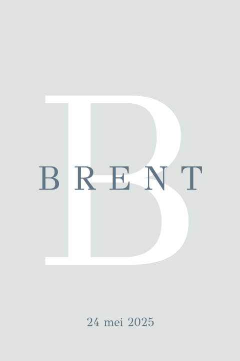 Modern geboortekaartje jongen met letter