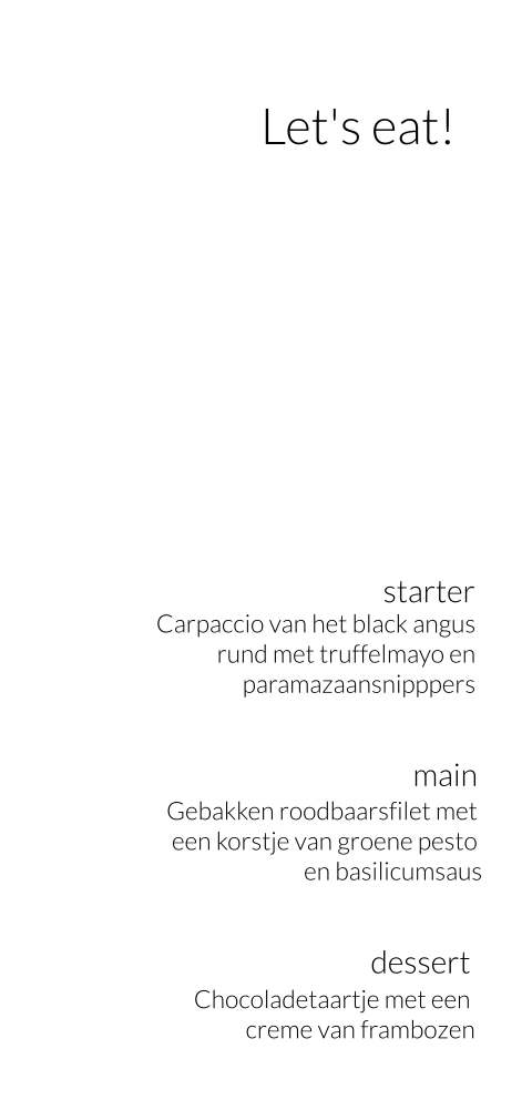 Minimalistische menukaart - Inkt marker trouwkaart