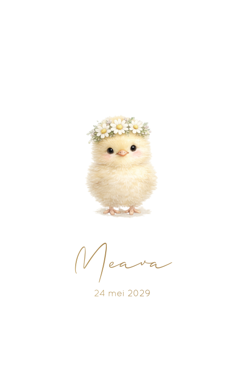 Geboortekaartje meisje | kuikentje bloemenkrans