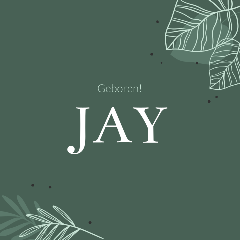 Geboortebord groen botanisch