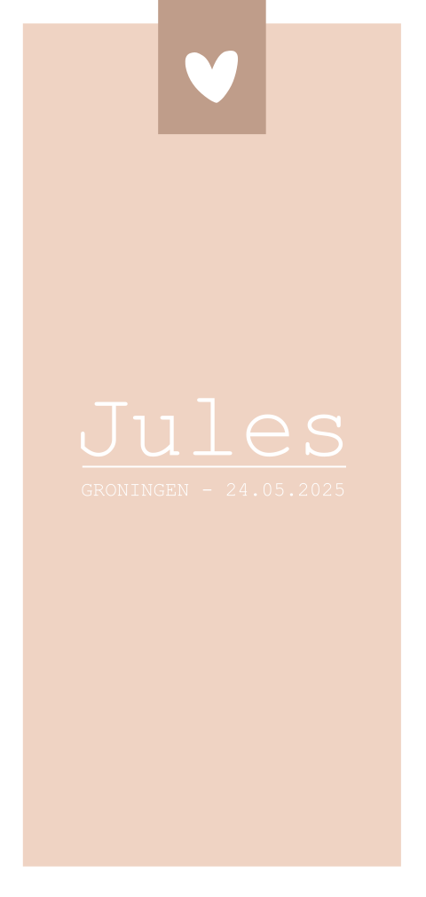 Genderneutraal geboortekaartje met hartje