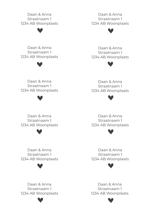 Adressticker met hartje