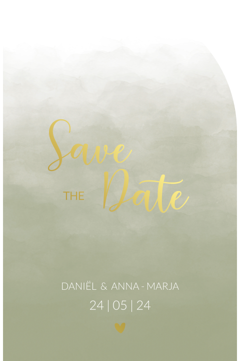 Save the date kaart halve boog watercolor groen