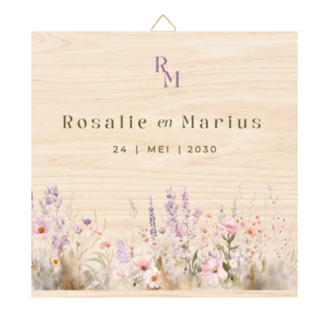 Houten tegeltje trouwen | Summer chique