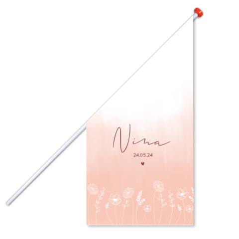 Geboortevlag meisje bloemenveld