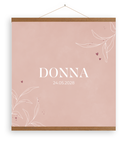 Canvasposter geboorte | Botanic Blush
