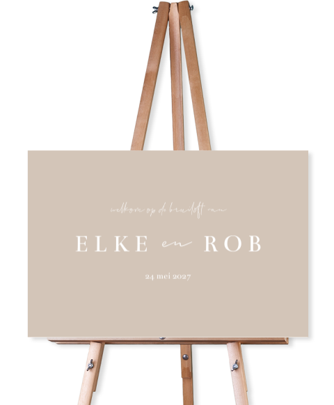 Minimalistisch welkomstbord bruiloft