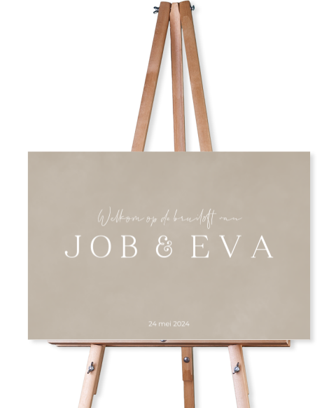 Velvetlook welkomstbord trouwen neutraal