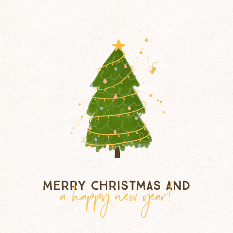kerstkaart merry christmas kerstboom illustratie