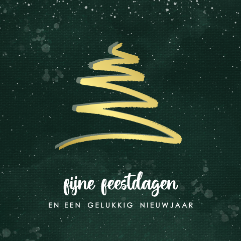 Goudfolie kerstkaart met kerstboom