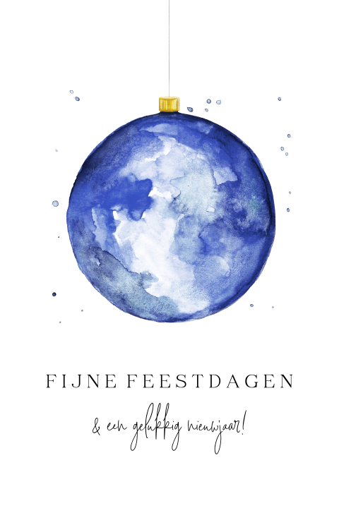 Blauwe Watercolor kerstbal