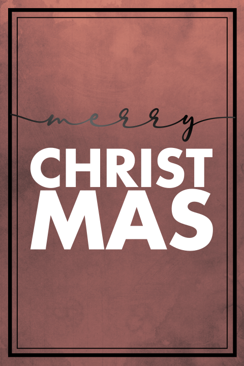Watercolor - typografie roestbruin Merry Christmas