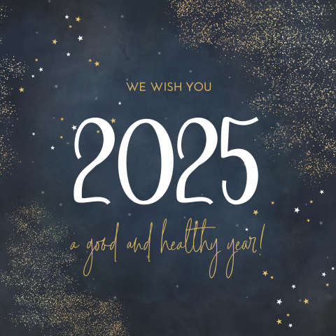 Kerstkaart zakelijk goudlook sterren spetters