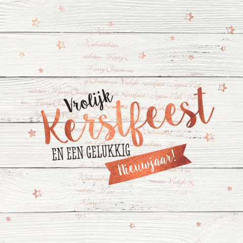 Stoere kerstkaart met houtachtergrond