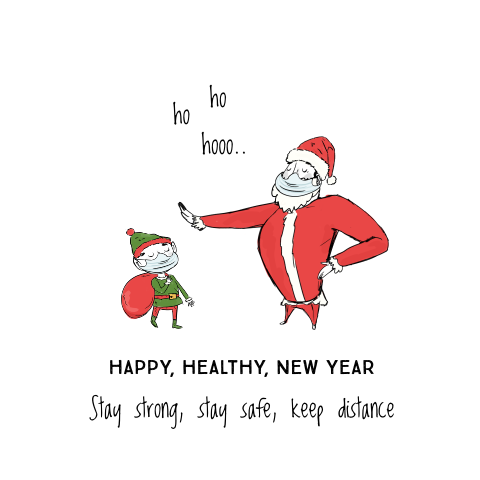Grappige kerstkaart ho ho ho keep distance