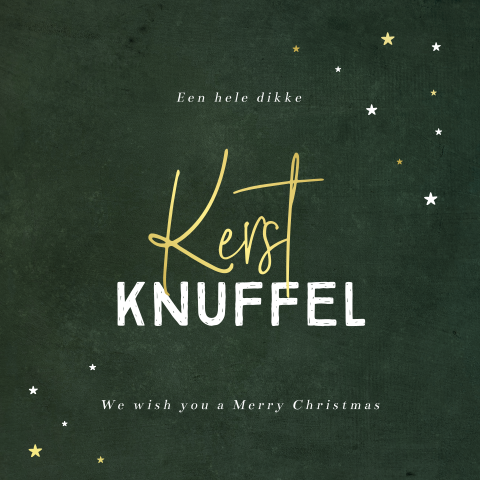Wenskaart kerst kerstknuffel met goudfolie