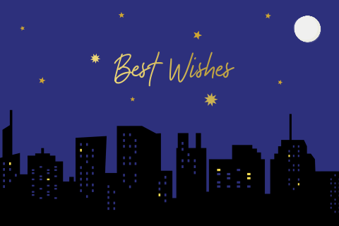 Skyline in de nacht met twinkelende sterren