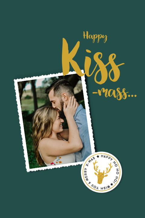 Hippe kerstkaart met foto en label