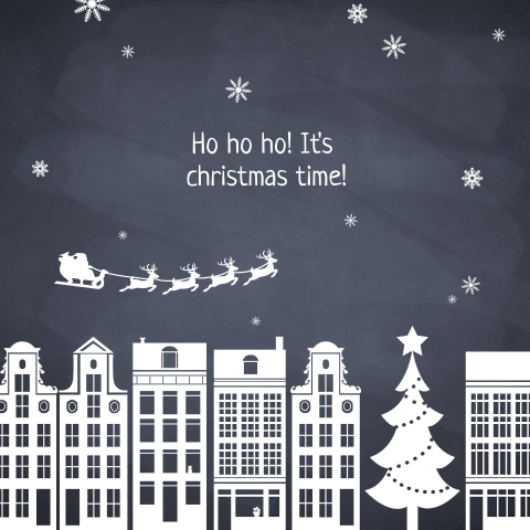 Stoere kerstkaart met krijtbord