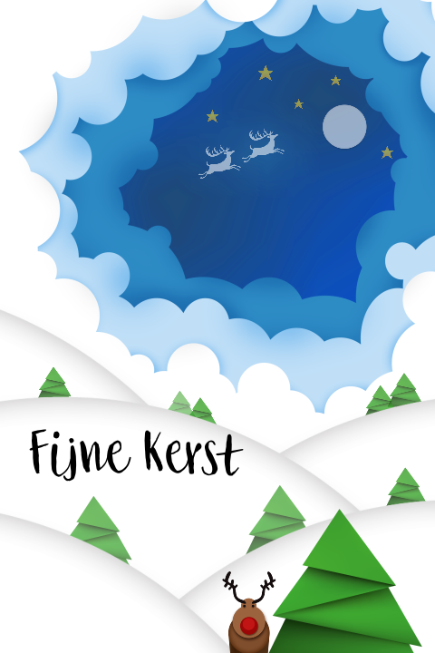 Papercut grafisch - bergen en kerstbomen