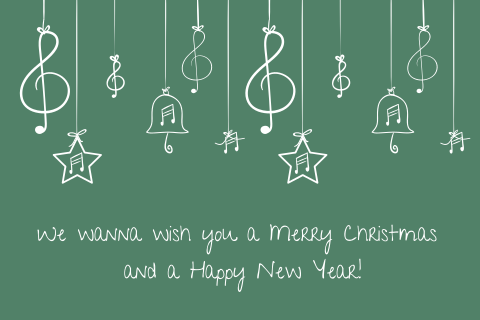Groen kerstkaart met muzieknoten