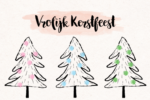 Watercolor - drie bomen met stippen