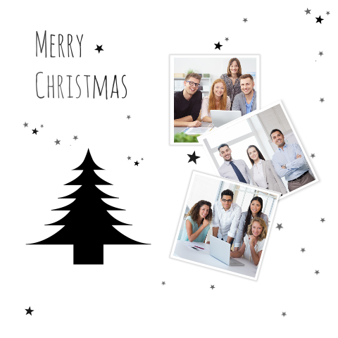 Fotokaart - kerstboom sterretjes wit