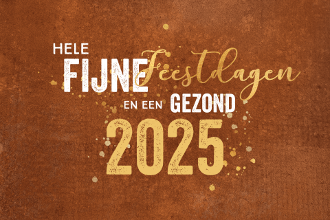 Kerstkaart zakelijk roestbruin fijne feestdagen