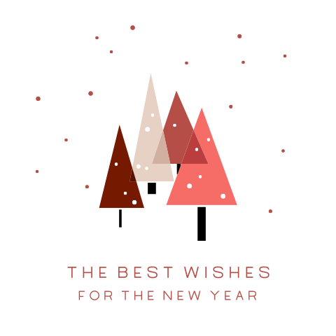 Zakelijke kerstkaart met geïllustreerde kerstboompjes