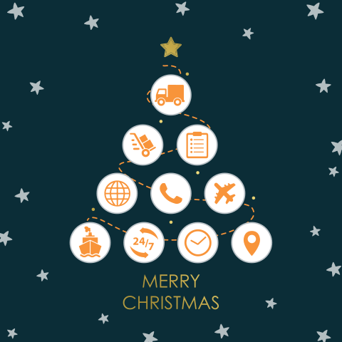 kerstkaart logistiek goudfolie