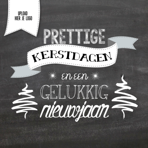 Stoere kerstkaart met vaandels een kerstbomen