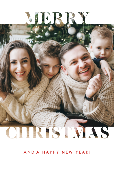 Kerstkaart typografisch met fototekst