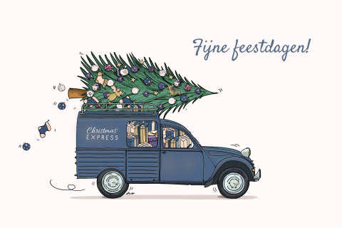 Besteleend met kerstboom op dak
