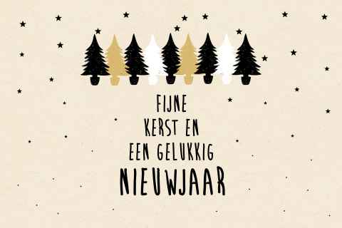 Typografie - piramide tekst en kerstbomen op een rij