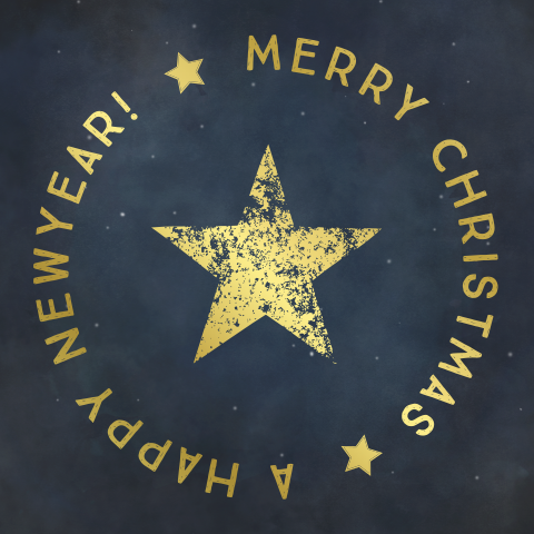 Folie Merry Christmas blauwe achtergrond