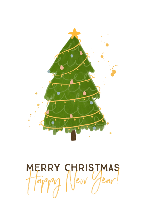 Kerstkaart met kerstboomillustratie
