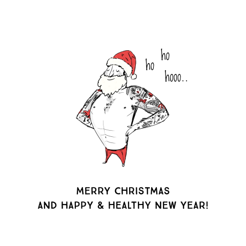 Kerstkaart zakelijk grappige kerstman illustratie