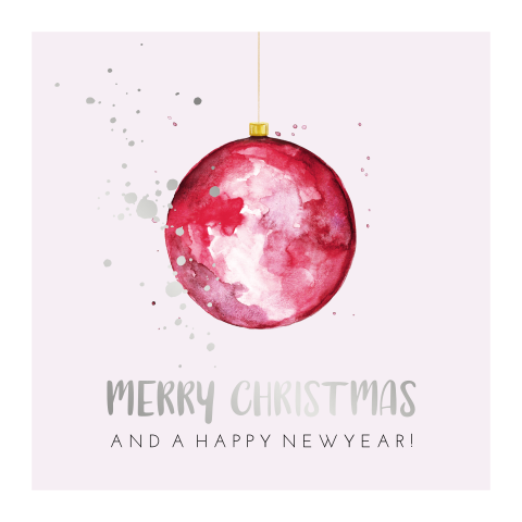 Watercolour kerstbal met zilverfolie