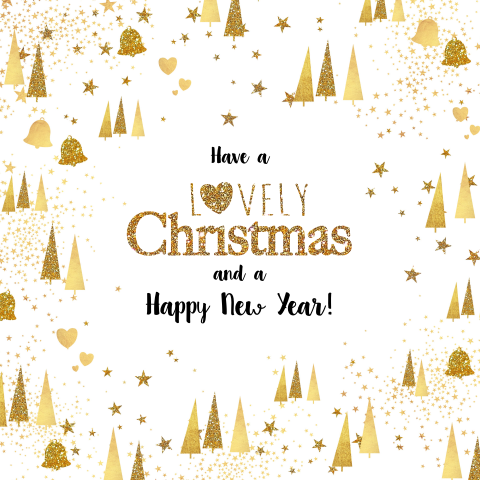 Kerstkaart sierlijk en stijlvol met gouden versiering