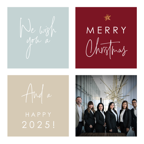 Kerstkaart met foto en gekleurde vlakken