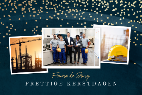 Vrolijke fotokaart kerst met gouden sterretjes