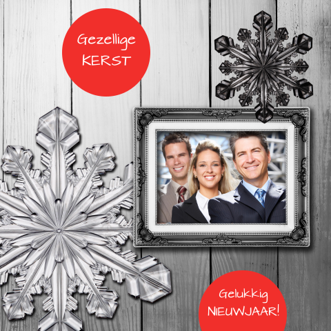 kerstkaart zwart wit rood foto
