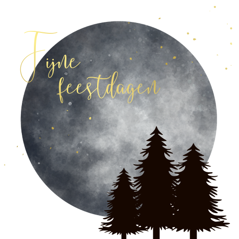 Fijne feestdagen, door de kerstbomen zie ik de maan