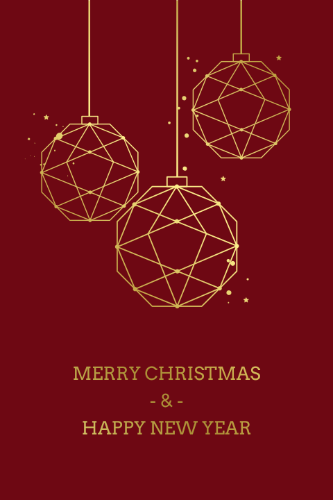 Originele kerstkaart met geometrische kerstballen