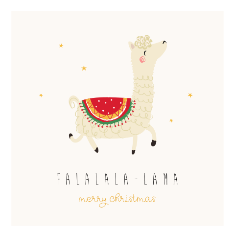 Een vrolijke kerstkaart met lama