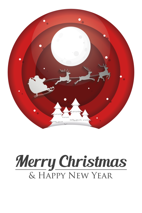 Papercut kerstkaart met zilveren arreslee