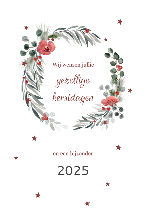 Stijlvolle kerstkaart met krans