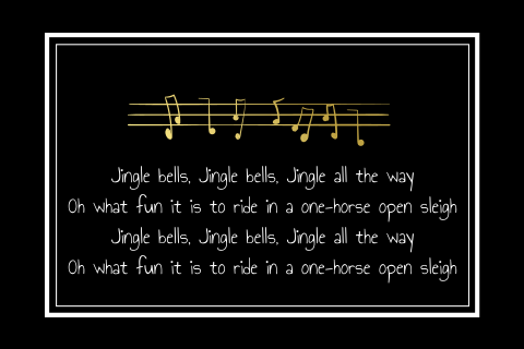 Zwarte kerstkaart Jingle Bells goudfolie